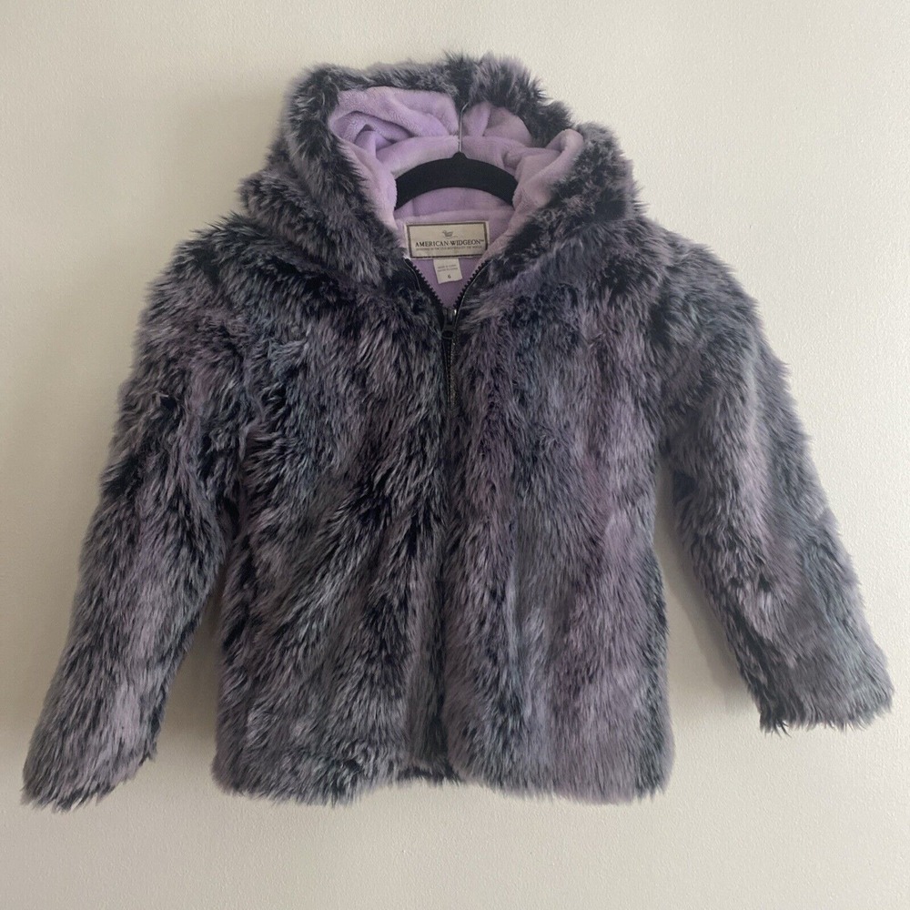 American Widgeon Purple Faux Fur girls winter Coat‎ Jacket size 6 Fuzzy